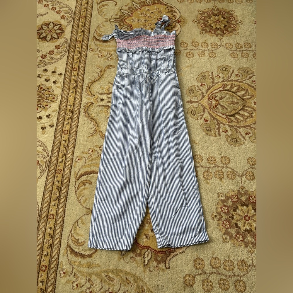 Crewcuts Blue and White Striped Jumpsuit